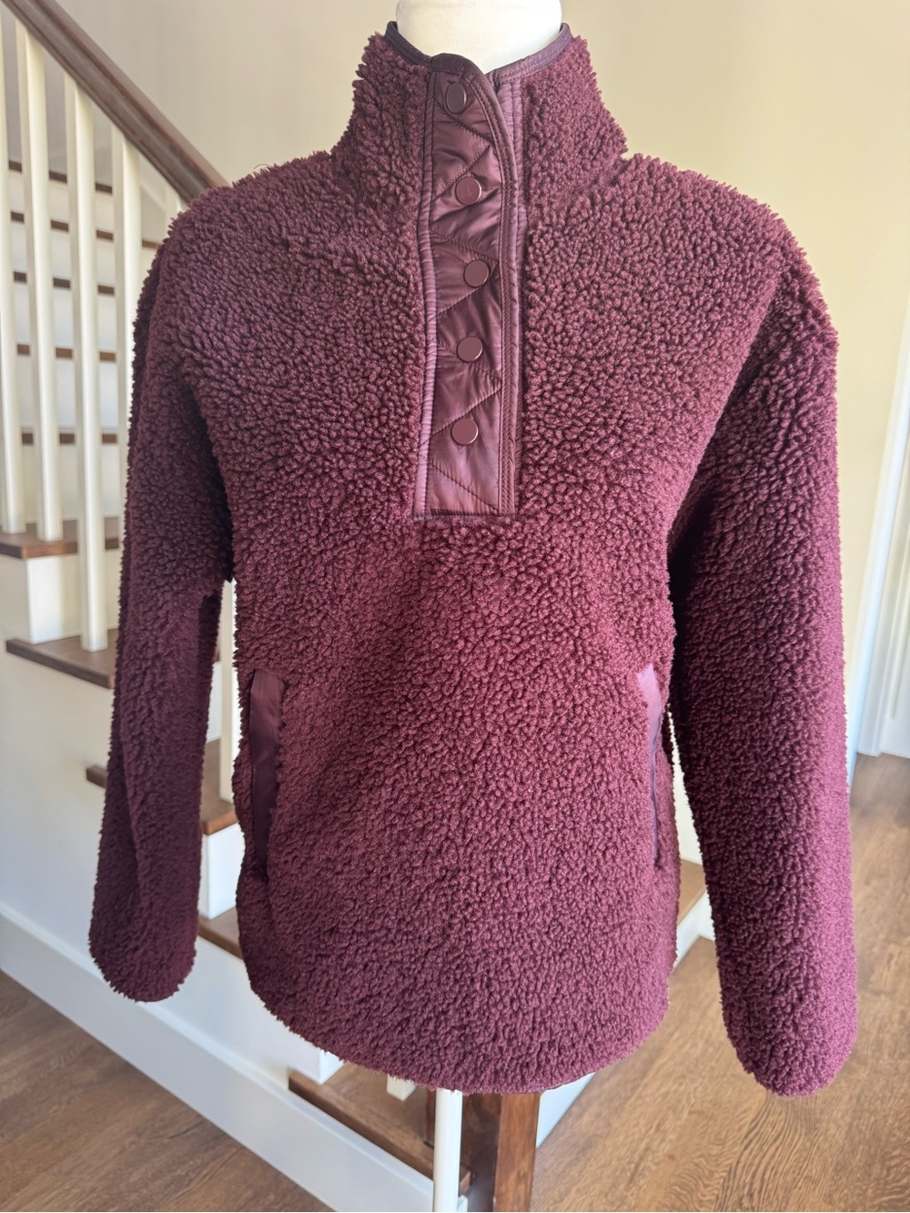 Athleta Plush Sherpa Pullover - Burgundy - Size XS